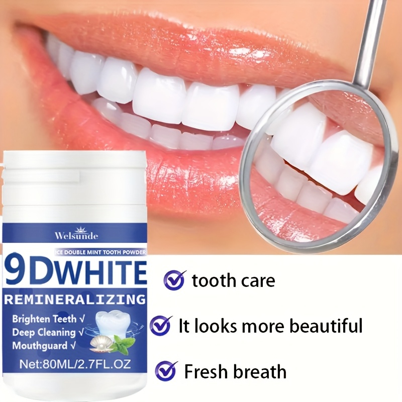 Teeth Whitening At Home - 9D White Remineralizing Hydroxyapatite Tooth Powder,