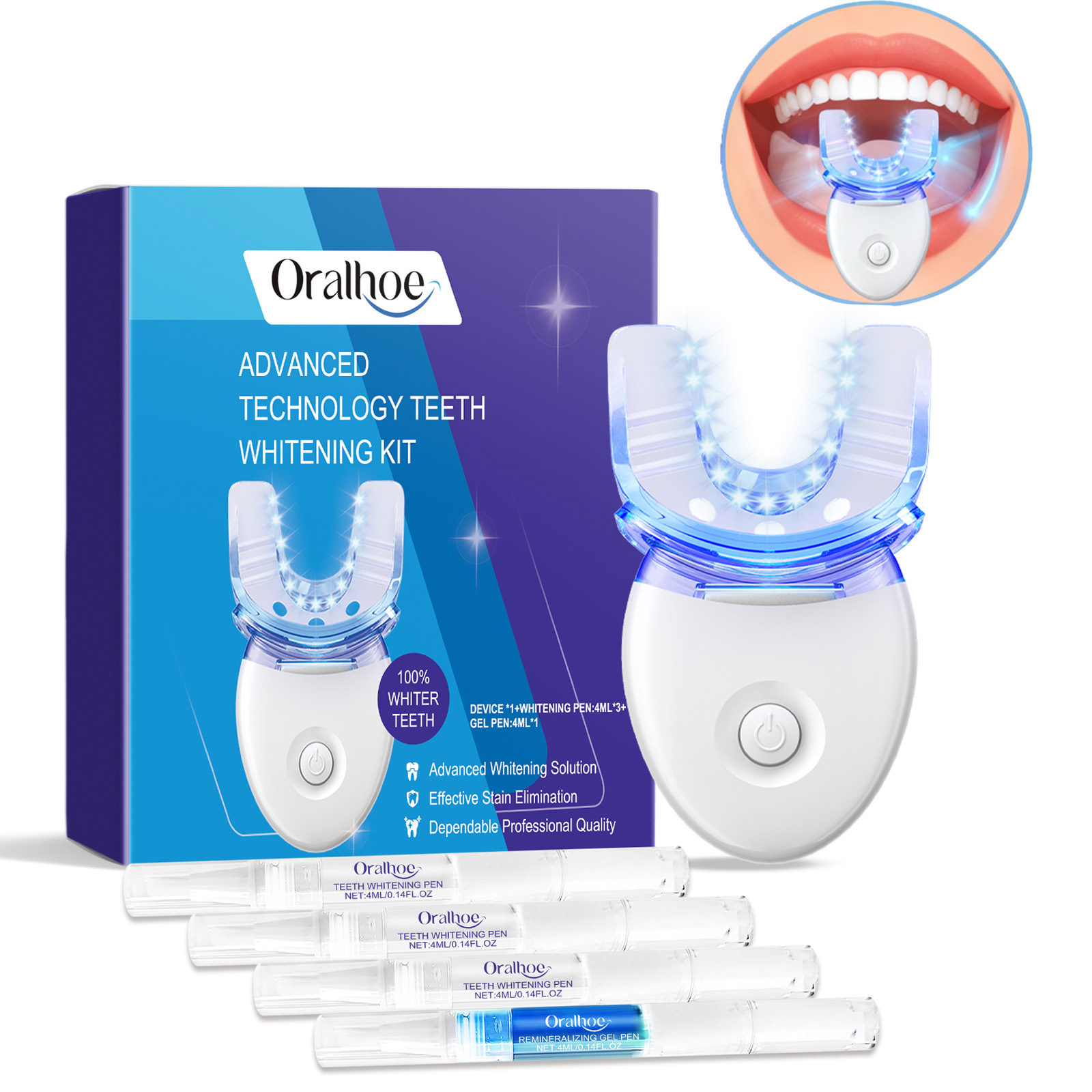 Teeth Whitening Essence - Professional Teeth Whitening LED Light Kit
